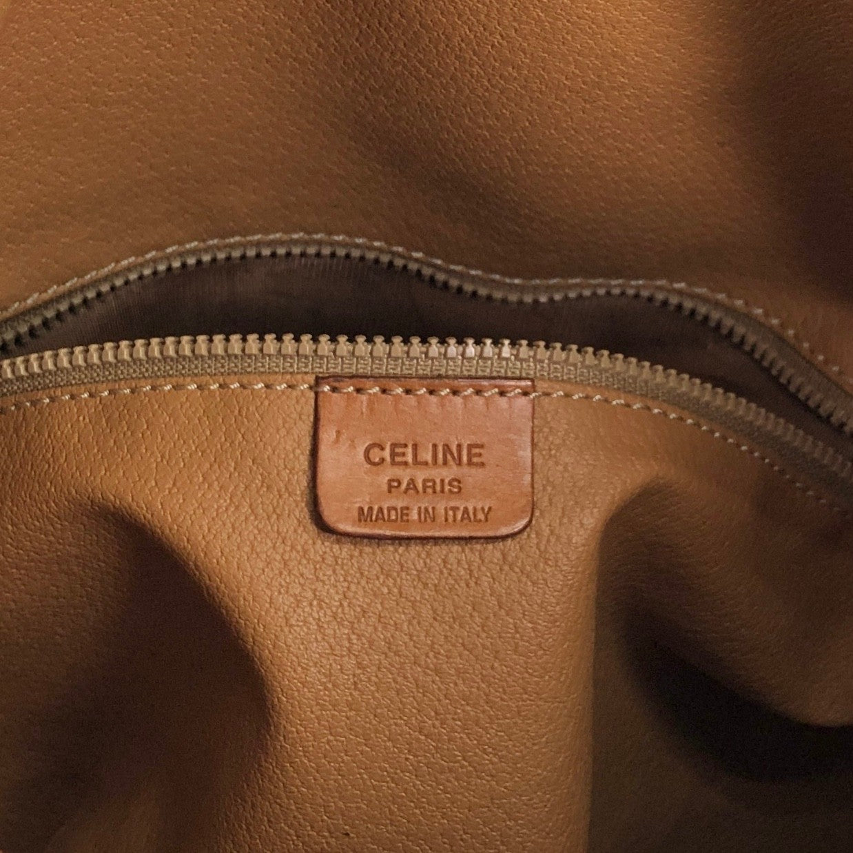 CELINE Macadam Blason Drawstring Shoulder bag Brown Vintage ywg4rj