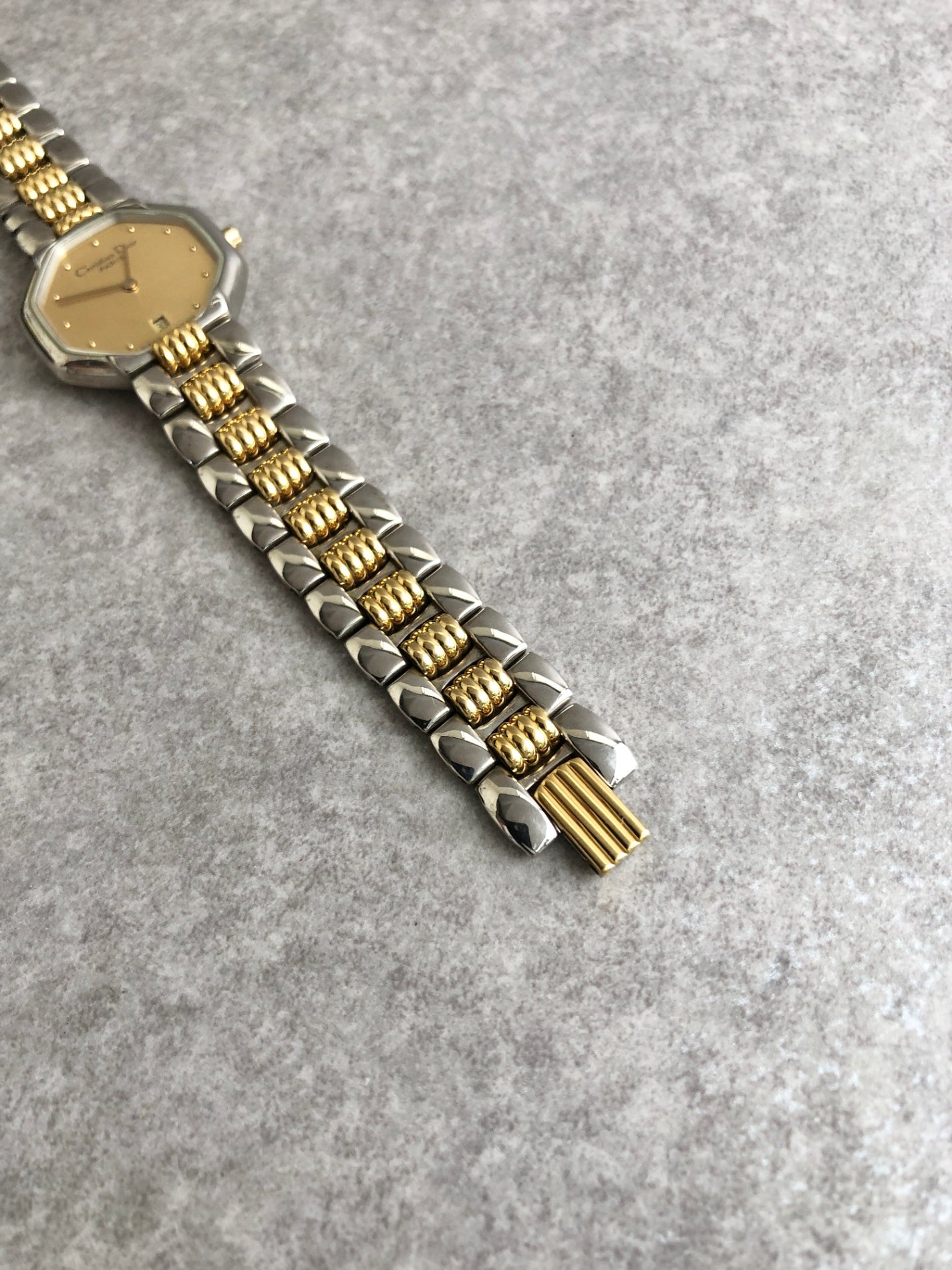 Christian Dior Octagon Watch Gold Vintage dyf2ss