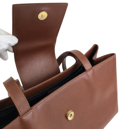 BURBERRY Flap Handbag Brown Vintage 3ex85e