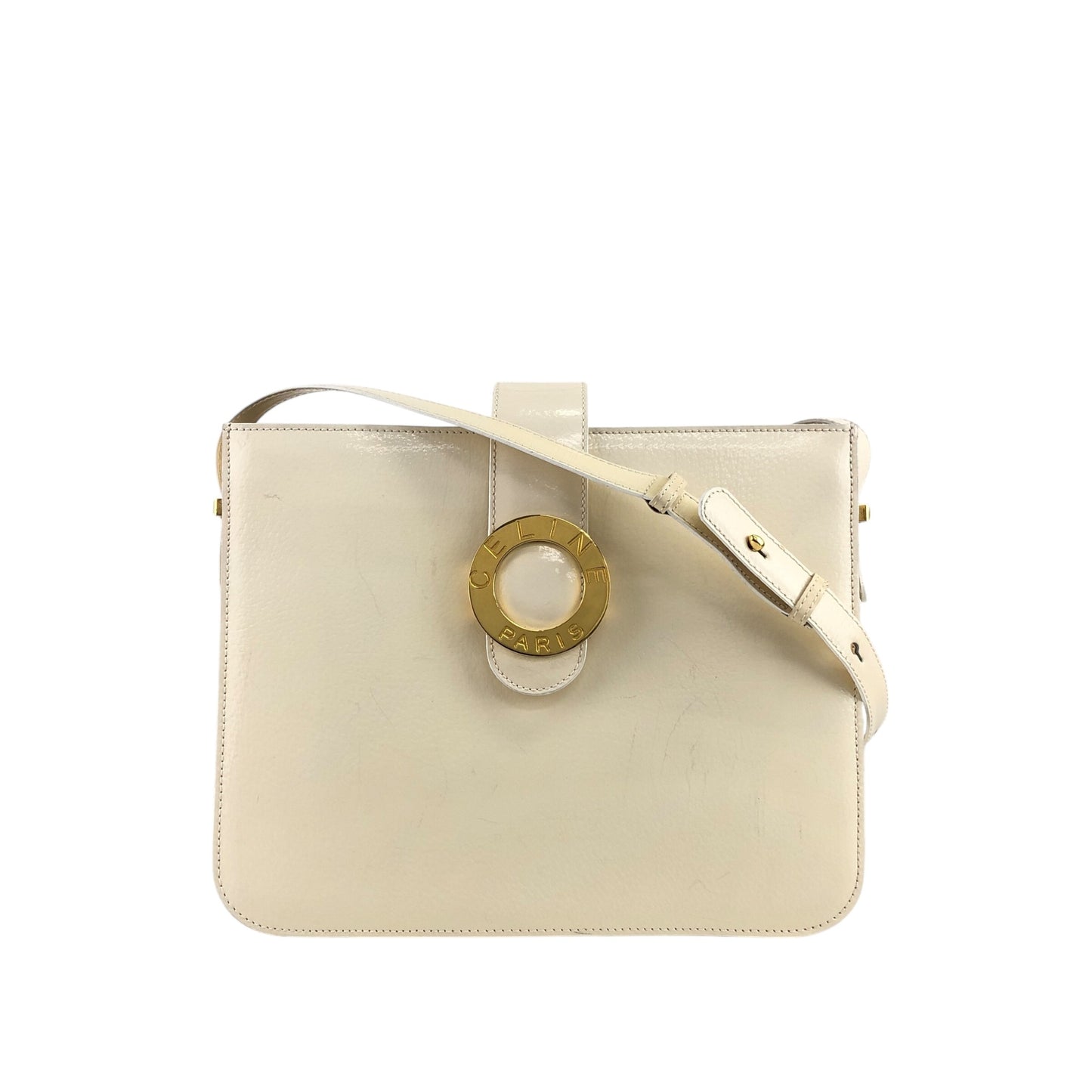 CELINE Circle Logo Shoulder bag White Vintage vxg2uf