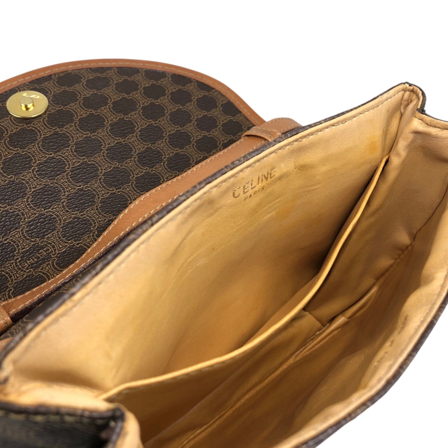 CELINE Macadam Blason Shoulder bag Brown Vintage a4uyd7