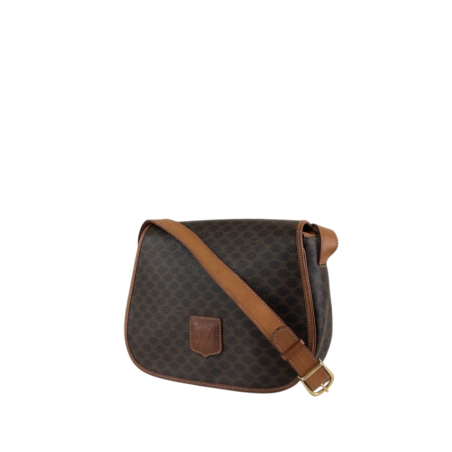 CELINE Macadam Blason Shoulder bag Brown Vintage t248x8