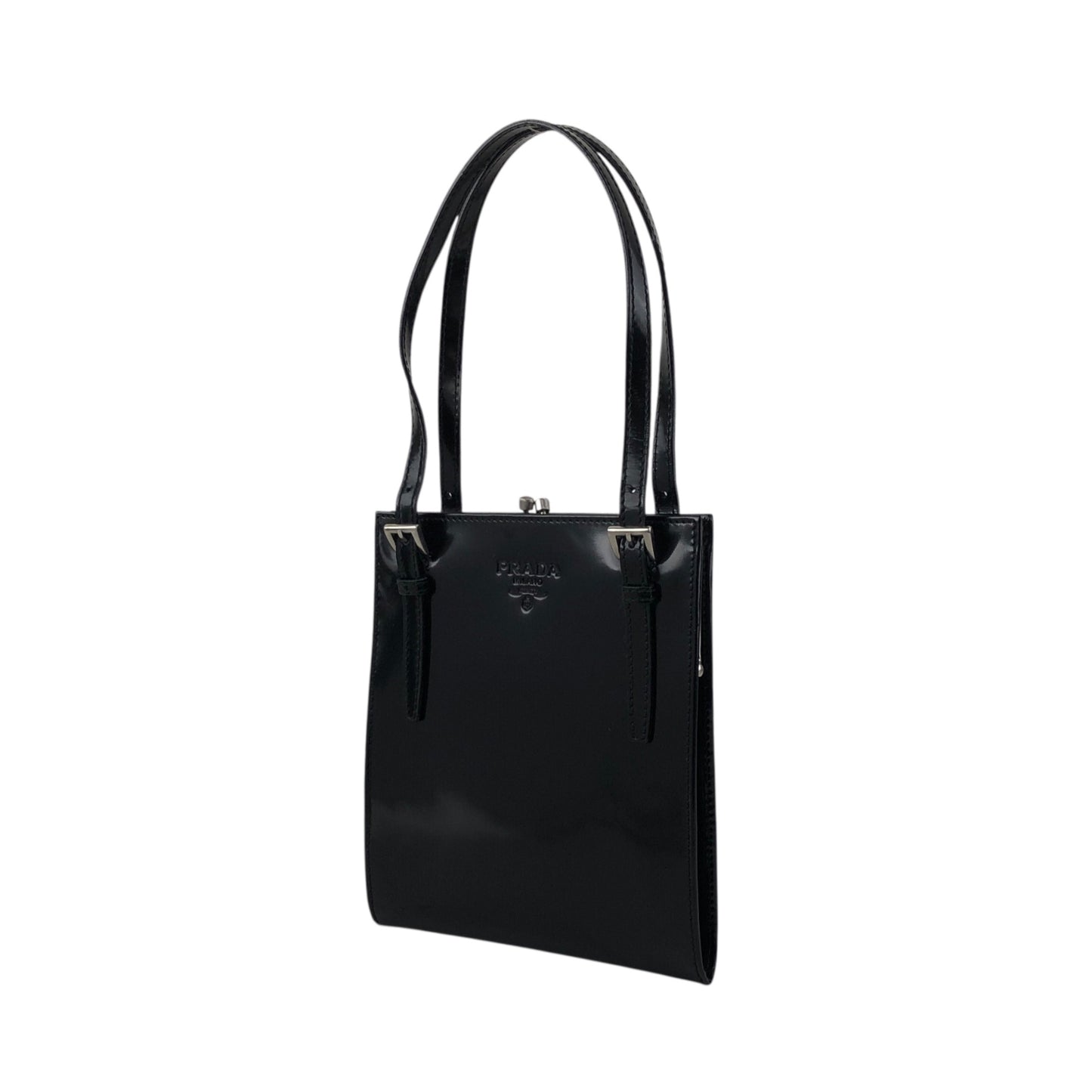 PRADA Logo Small Handbag Black Vintage t6yjus