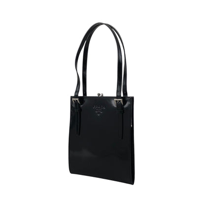 PRADA Logo Small Handbag Black Vintage t6yjus