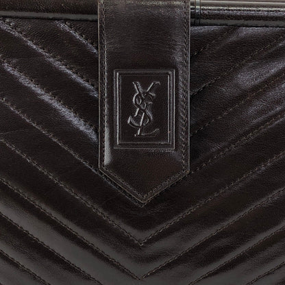 Yves Saint Laurent YSL Logo Bias Stitch Clutch bag Brown Vintage sj7x37