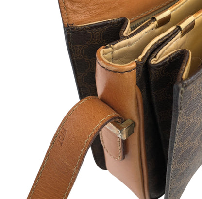 CELINE Macadam Horse Carriage Shoulder bag Brown Vintage dccdnx