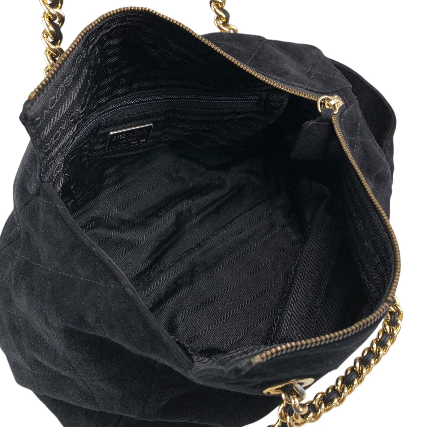 PRADA Triangle Logo Chain Shoulder bag Black Vintage t7p4ej