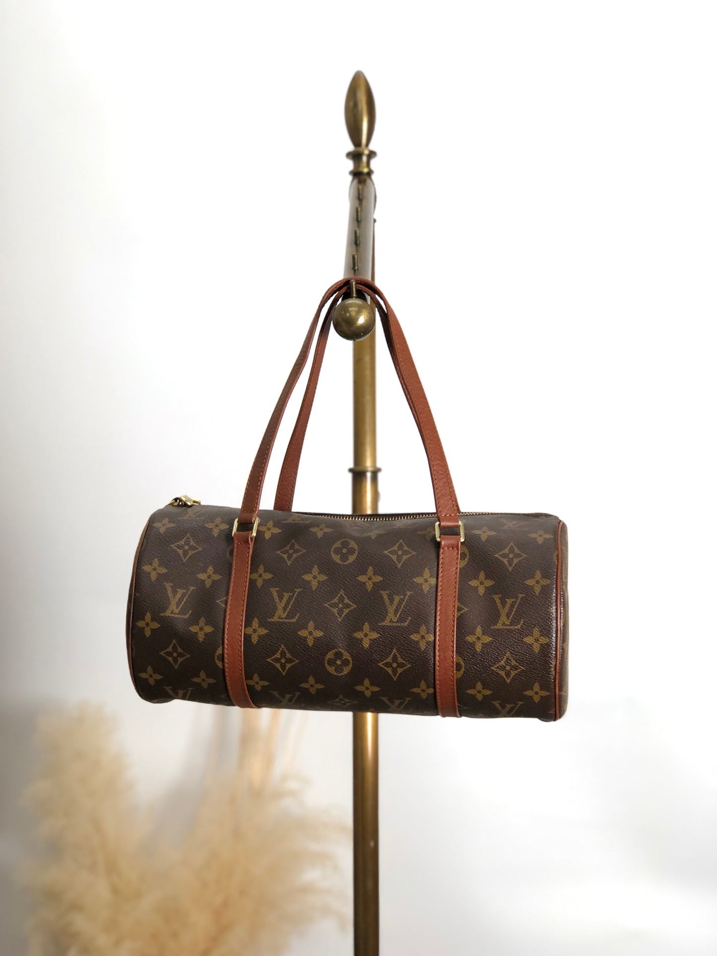 LOUIS VUITTON Monogram Handbag Brown Vintage 8j754k