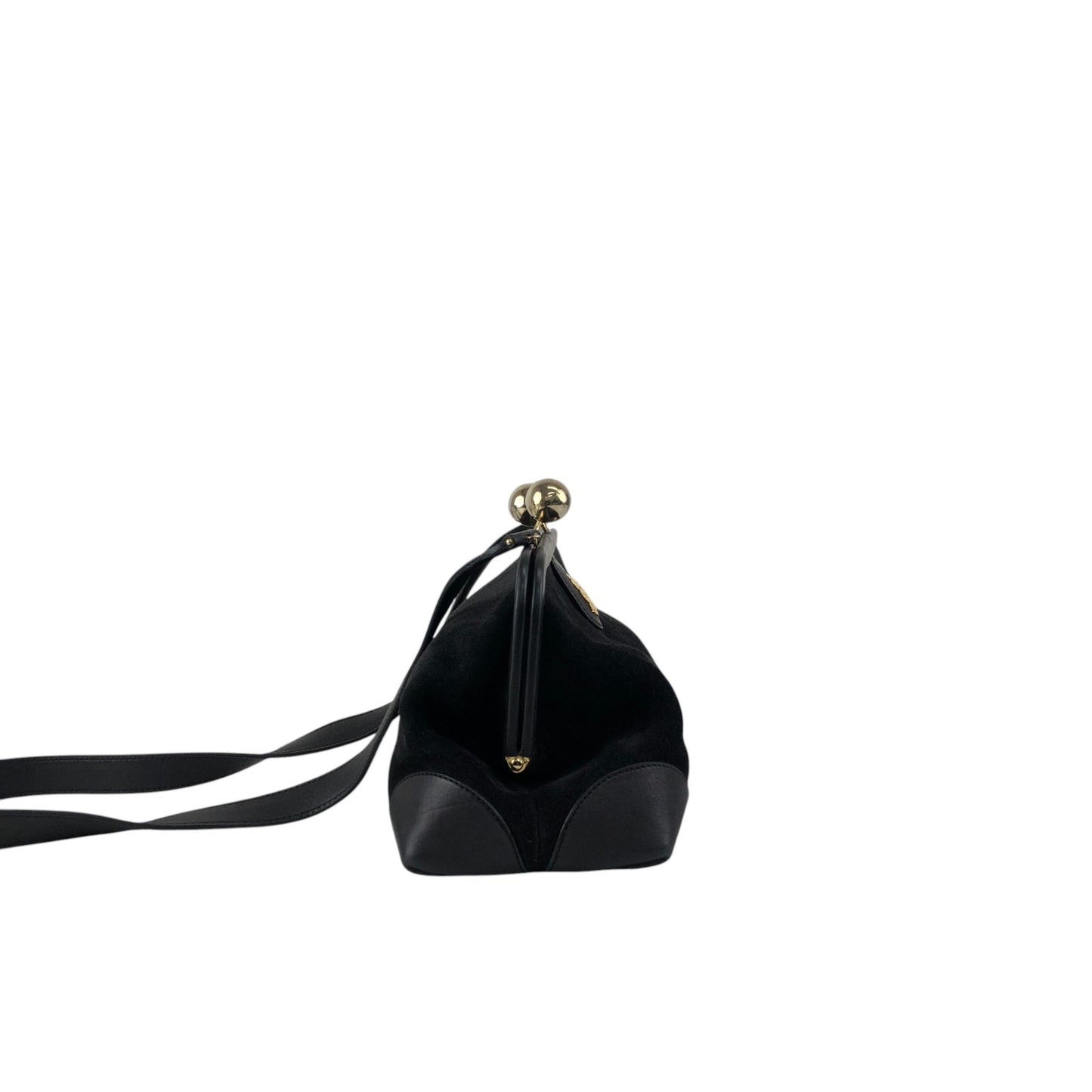 CELINE Triomphe Metal Closure Shoulder bag Black Vintage vxya2a