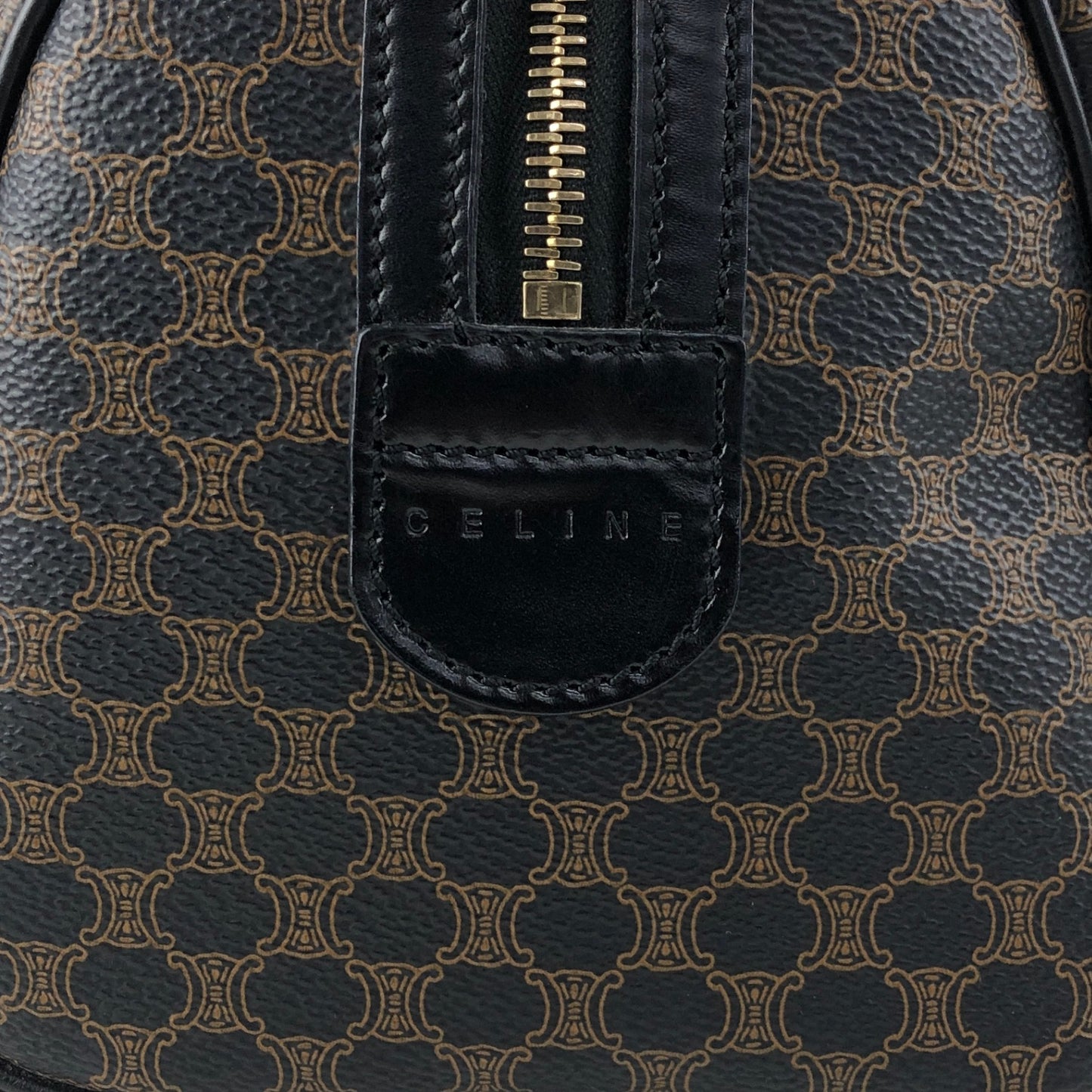 CELINE Macadam Two-way Small Boston bag Shoulder bag Black Vintage 5umhds