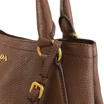 PRADA Logo Two-way Handbag Shoulder bag Brown Vintage avpisn