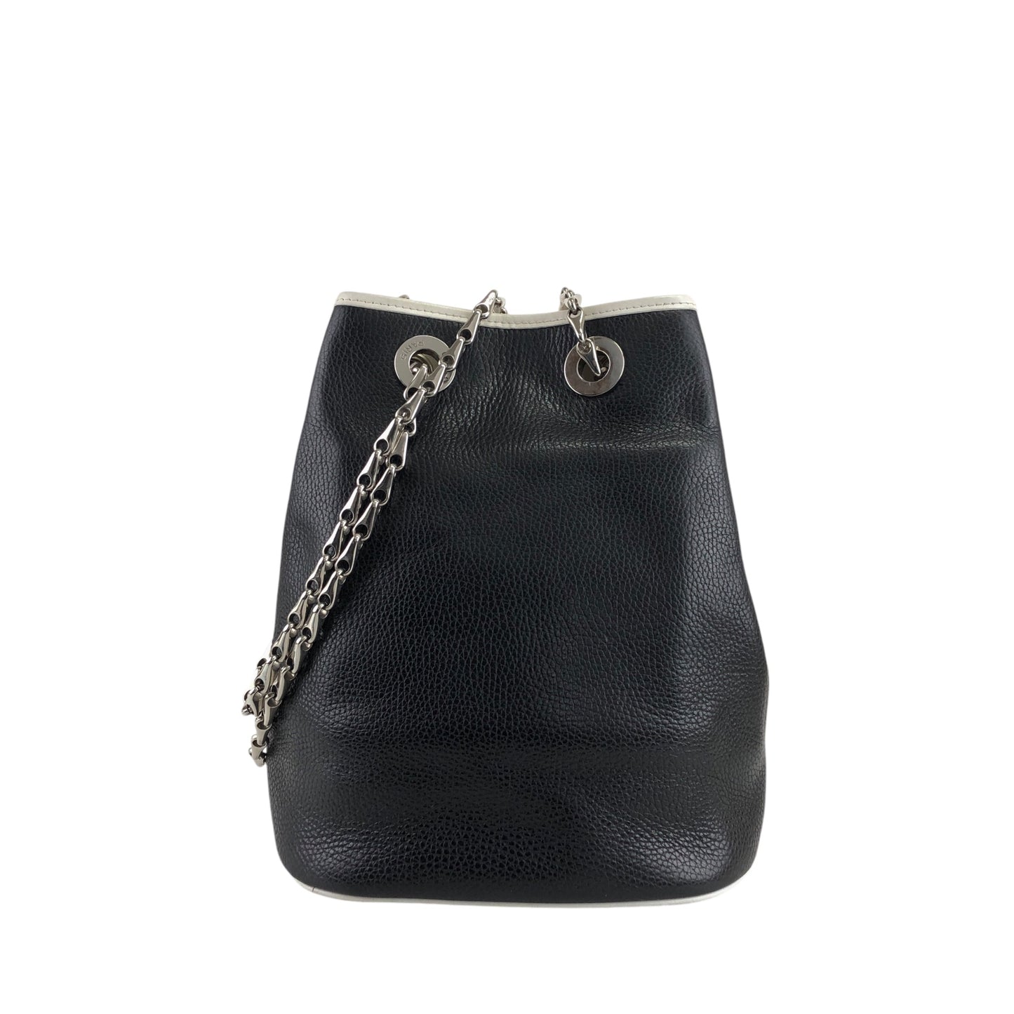 CELINE Drawstring Chain Shoulder bag Black Vintage xx4c6h