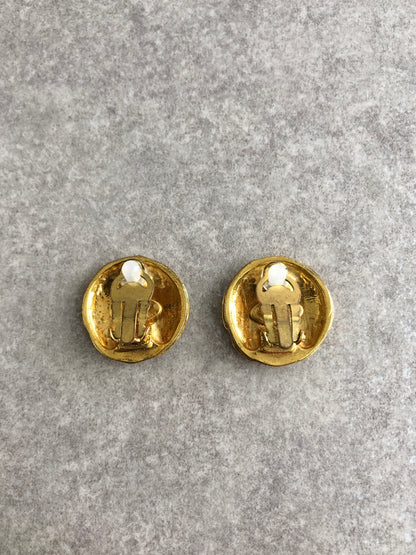 CHANEL Coco Mark Earrings Gold Vintage jdncgd