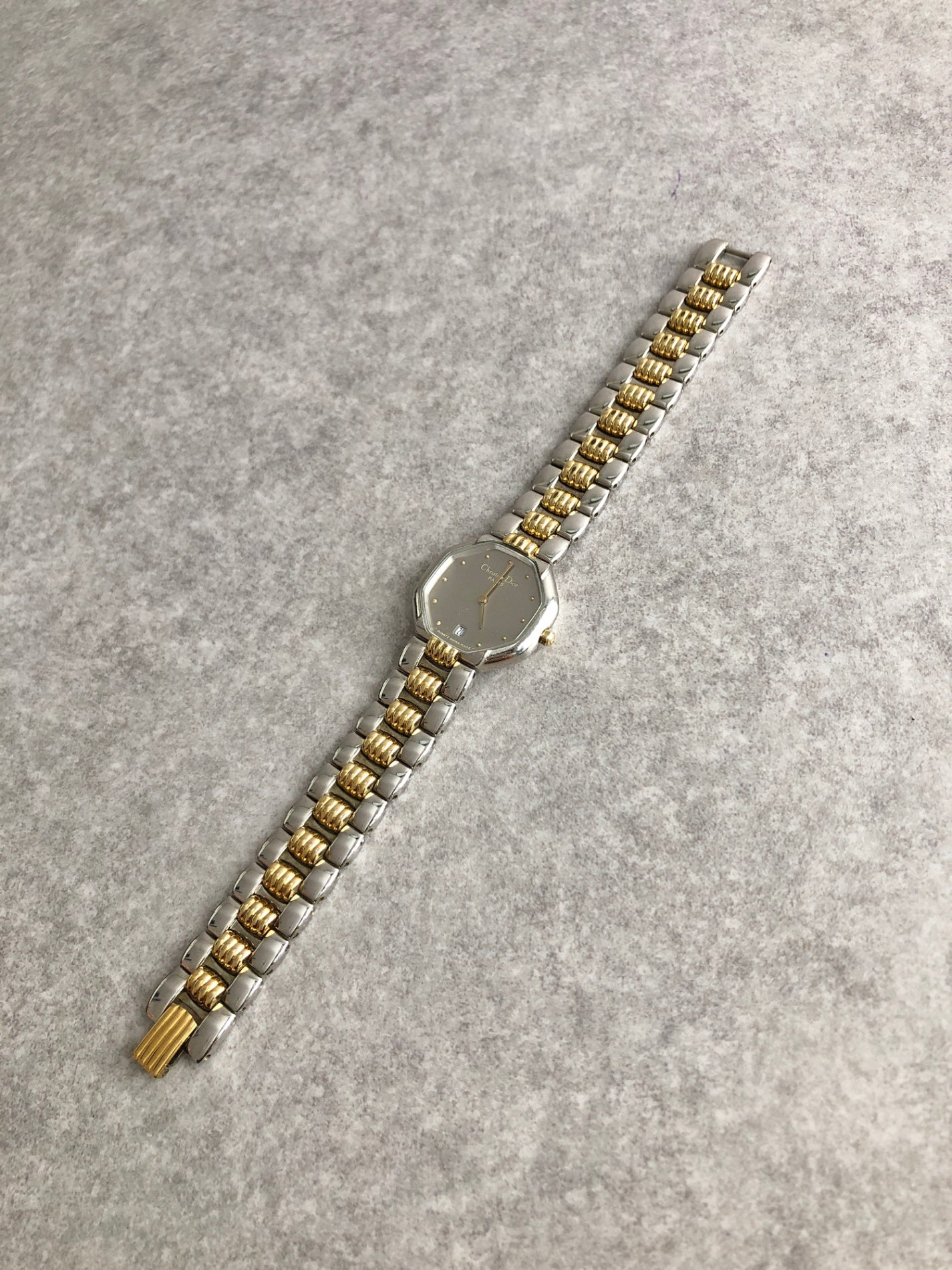 Christian Dior Octagon Quartz Watch Gold 48.203 Vintage s6cej8