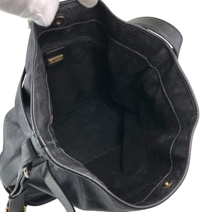 GUCCI Logo Embossed Shoulder bag Black Vintage aga2sh