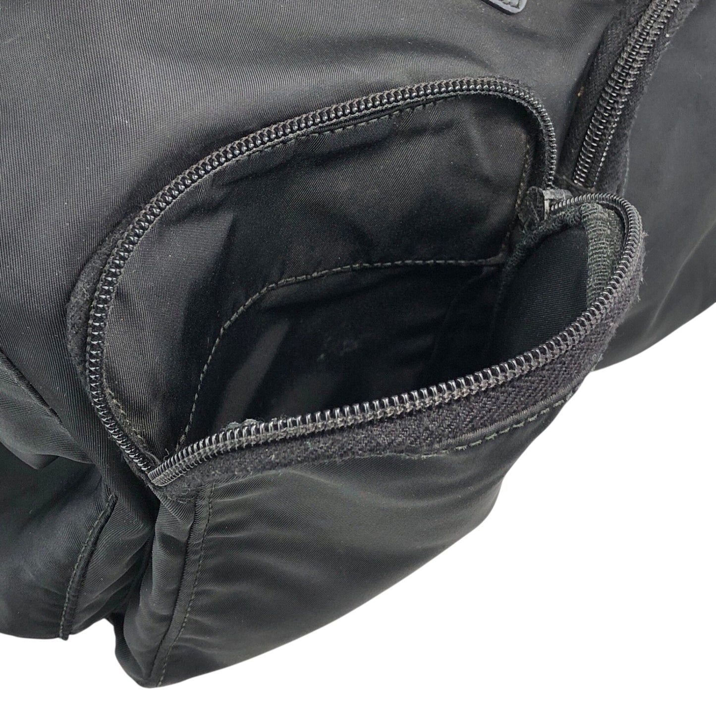 PRADA Tessuto Triangle Logo Double Pocket Shoulder bag Black Vintage se4edp