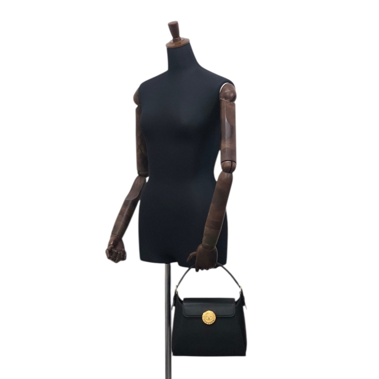 VALENTINO GARAVANI Logo Handbag Black Vintage exeyzp