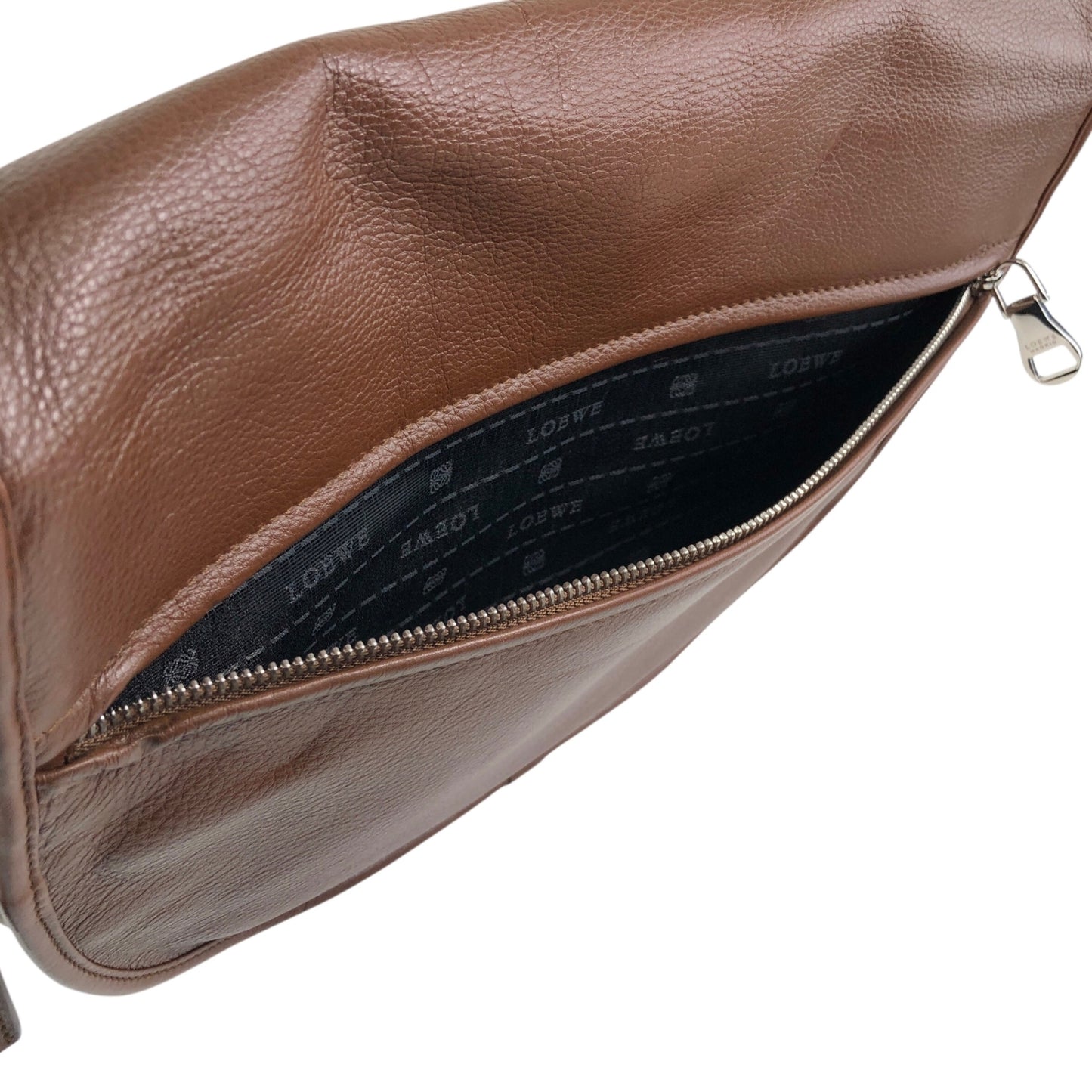 LOEWE Logo Embossed Shoulder bag Brown Vintage 7c7s5w