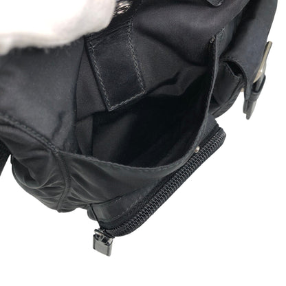PRADA Tessuto Triangle Logo Front Buckle Front Pocket  Shoulder bag Black Vintage ikphwn