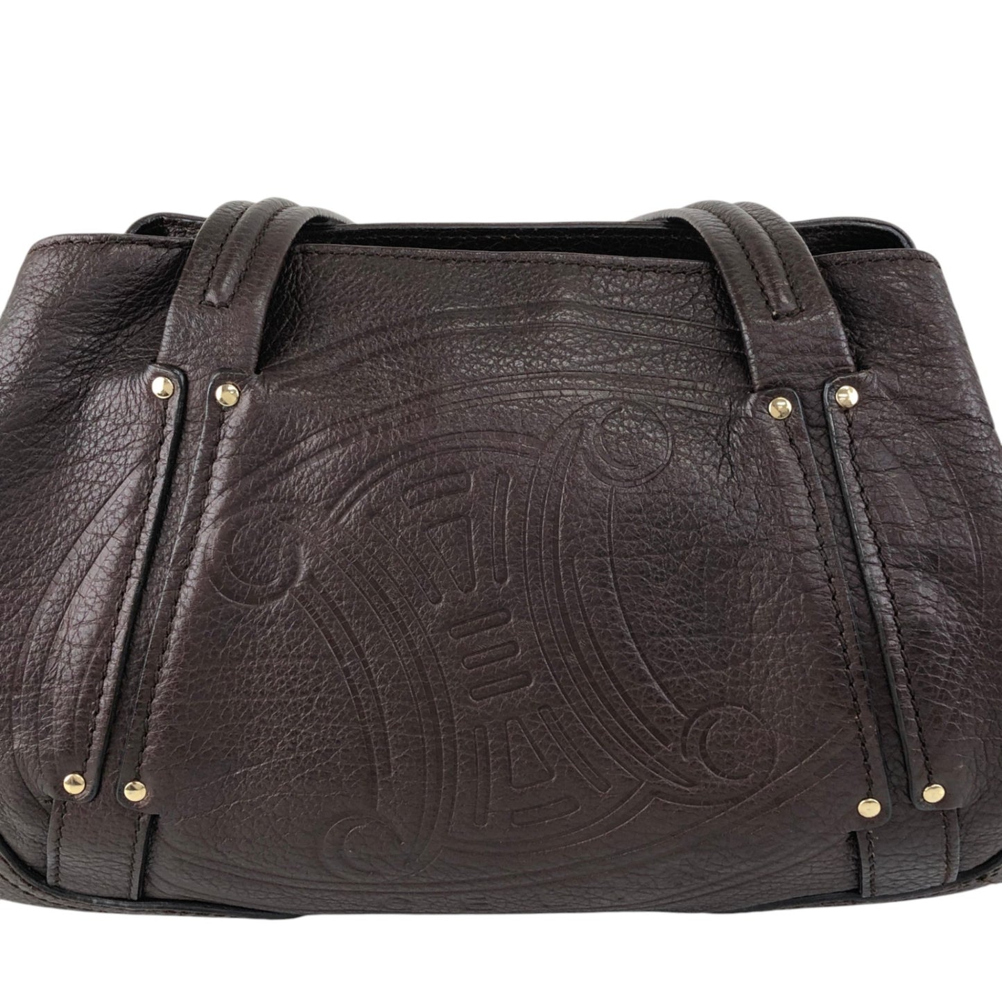 CELINE Blason Embossed Hobobag Shoulder bag Brown Vintage g5bz4k