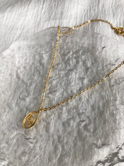 Christian Dior Logo Motif Necklace Gold Vintage nkmv6n