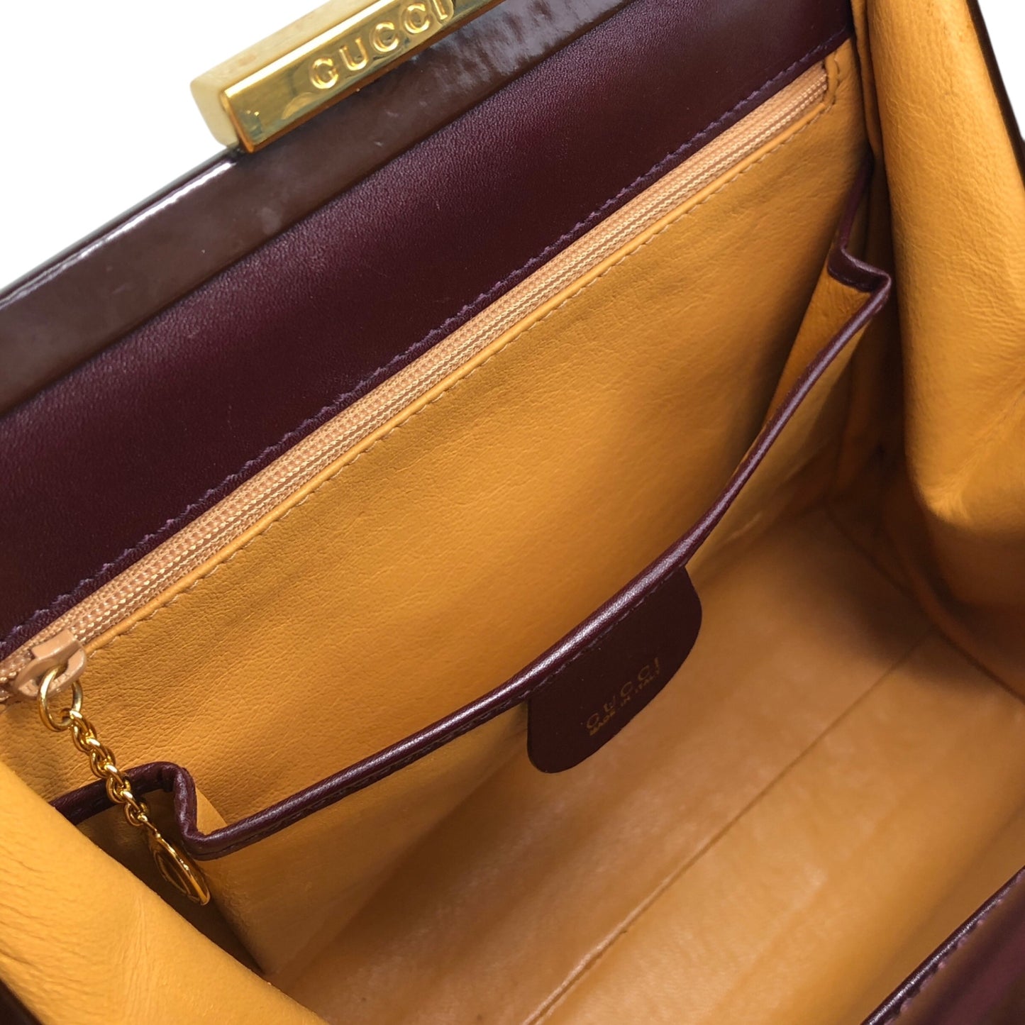 GUCCI Metal Clasp Handbag Brown Vintage ew3gks
