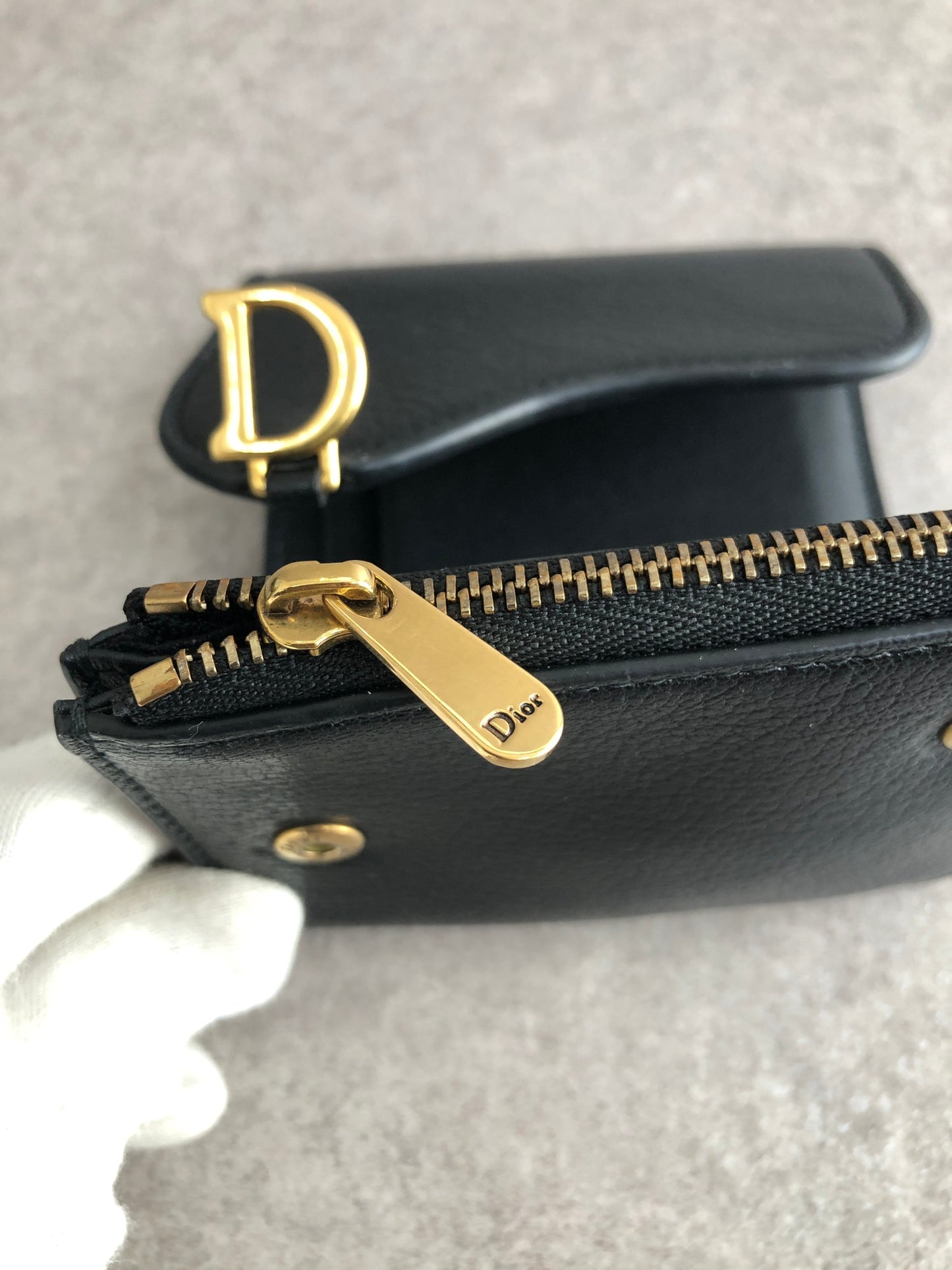 Christian Dior Logo Trifold Wallet Black Vintage 65wdpi