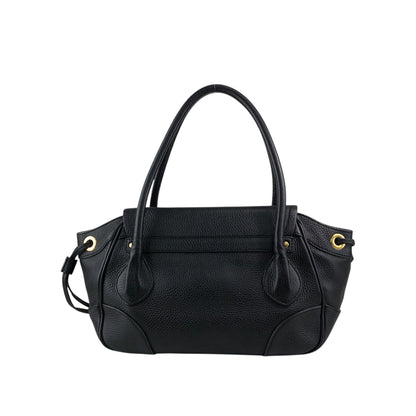 PRADA Logo Lock Handbag Black Vintage 7dwdcx