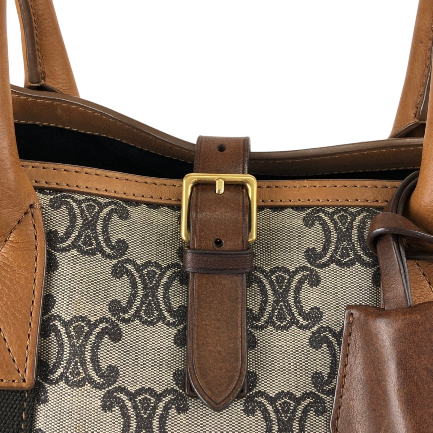 CELINE Macadam Handbag Totebag Beige Vintage c247bz
