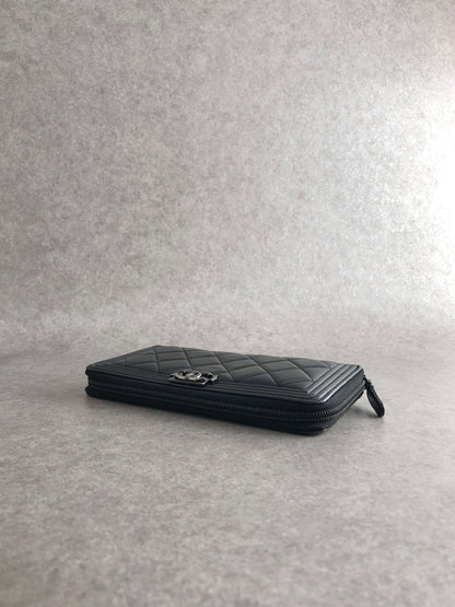 CHANEL Coco Mark Long Wallet Black Vintage 7y7jzs