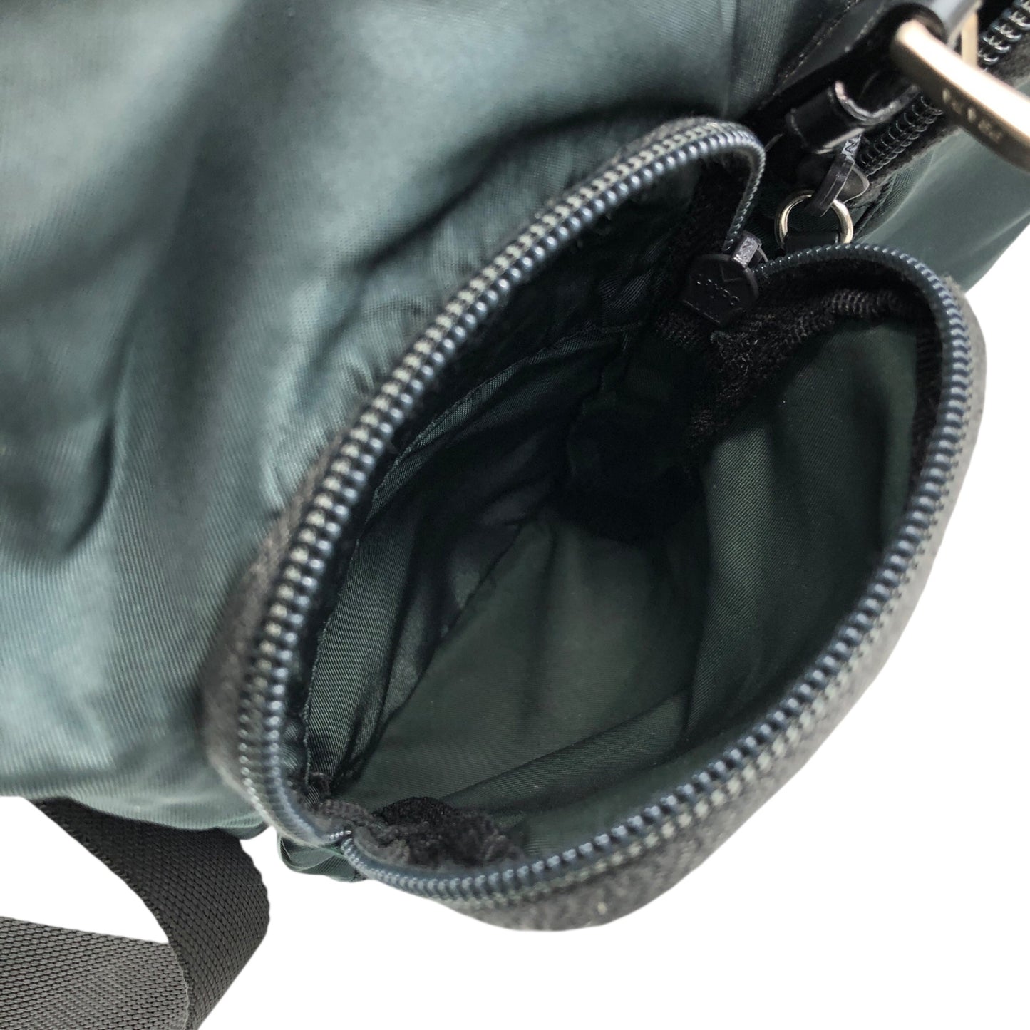 PRADA Tessuto Triangle Logo Double Pocket Backpack Green Vintage 43hn3u