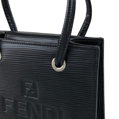 FENDI Logo Embossed Small Handle Black Vintage p2sp67