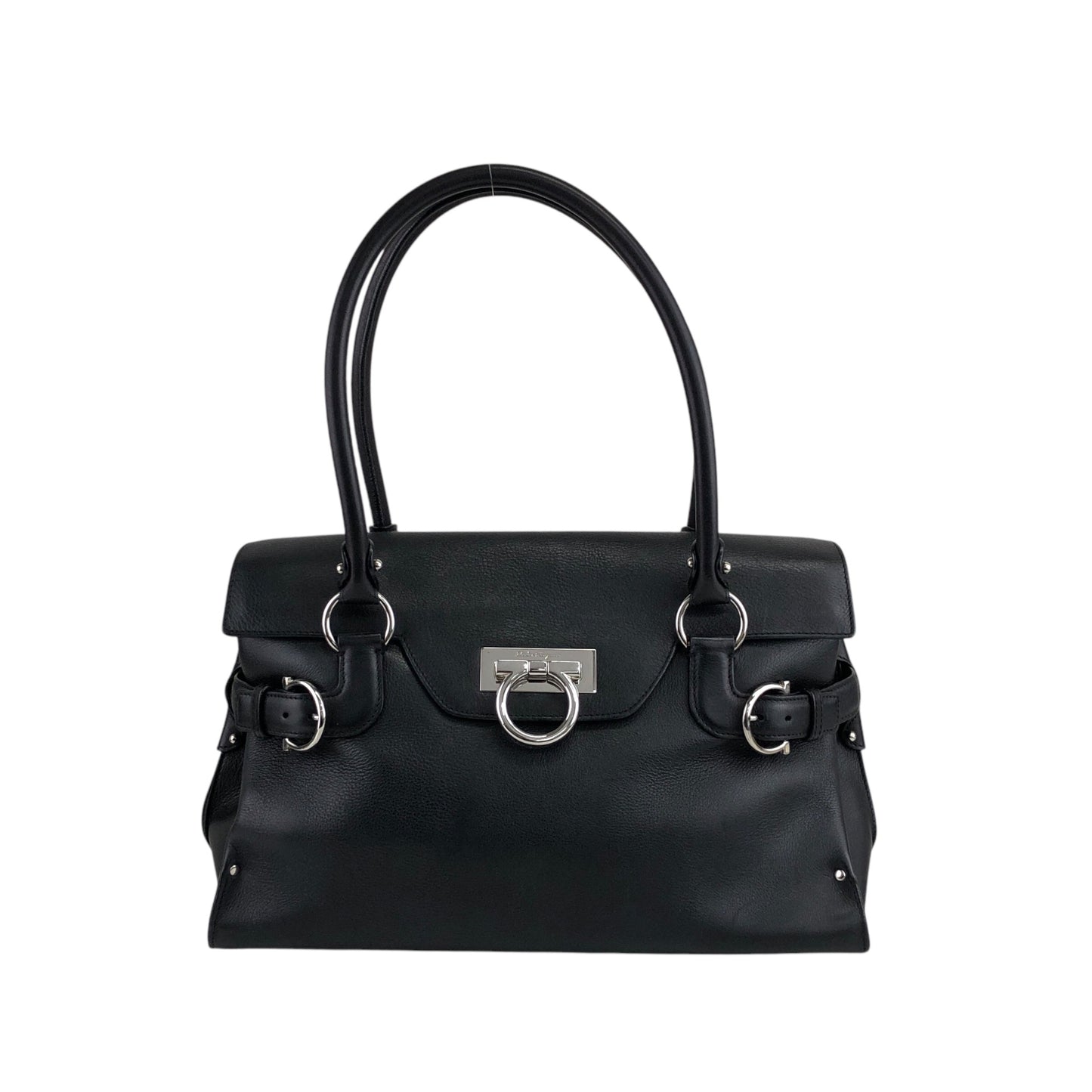 Salvatore Ferragamo Gancini Handbag Black Vintage b236p8