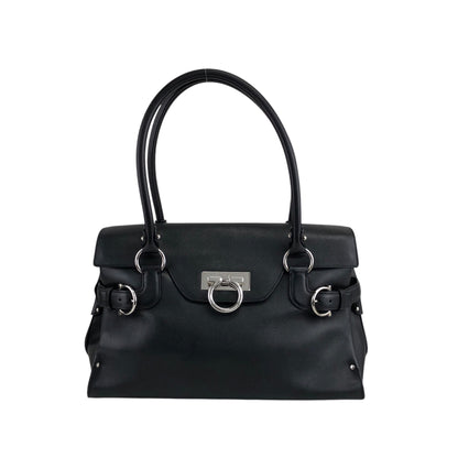 Salvatore Ferragamo Gancini Handbag Black Vintage b236p8