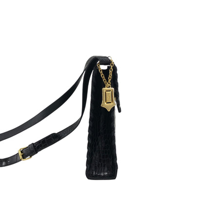 Yves Saint Laurent YSL Logo Charm Shoulder bag Black Vintage p7s3ib