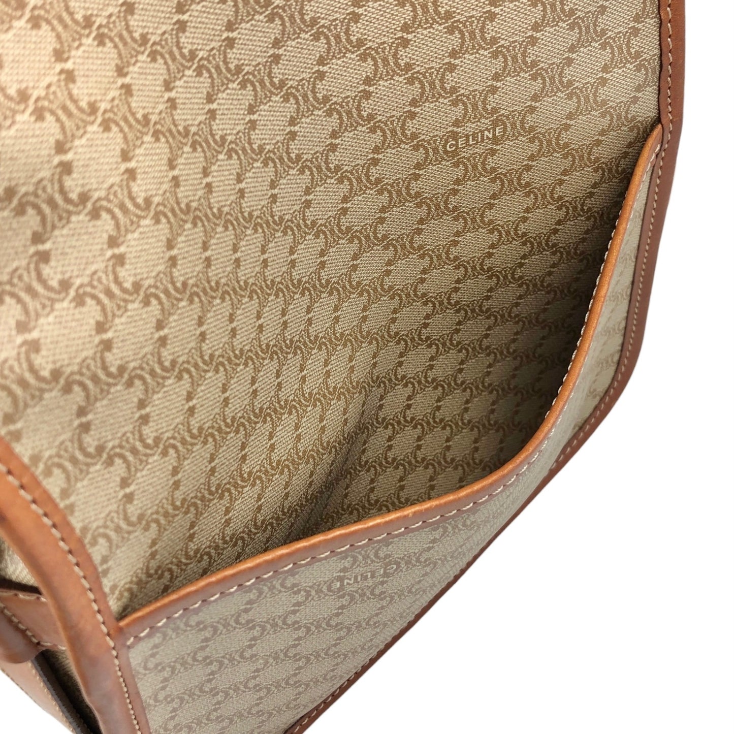 CELINE Macadam Front Buckle  Shoulder bag Beige Vintage nnbcwv