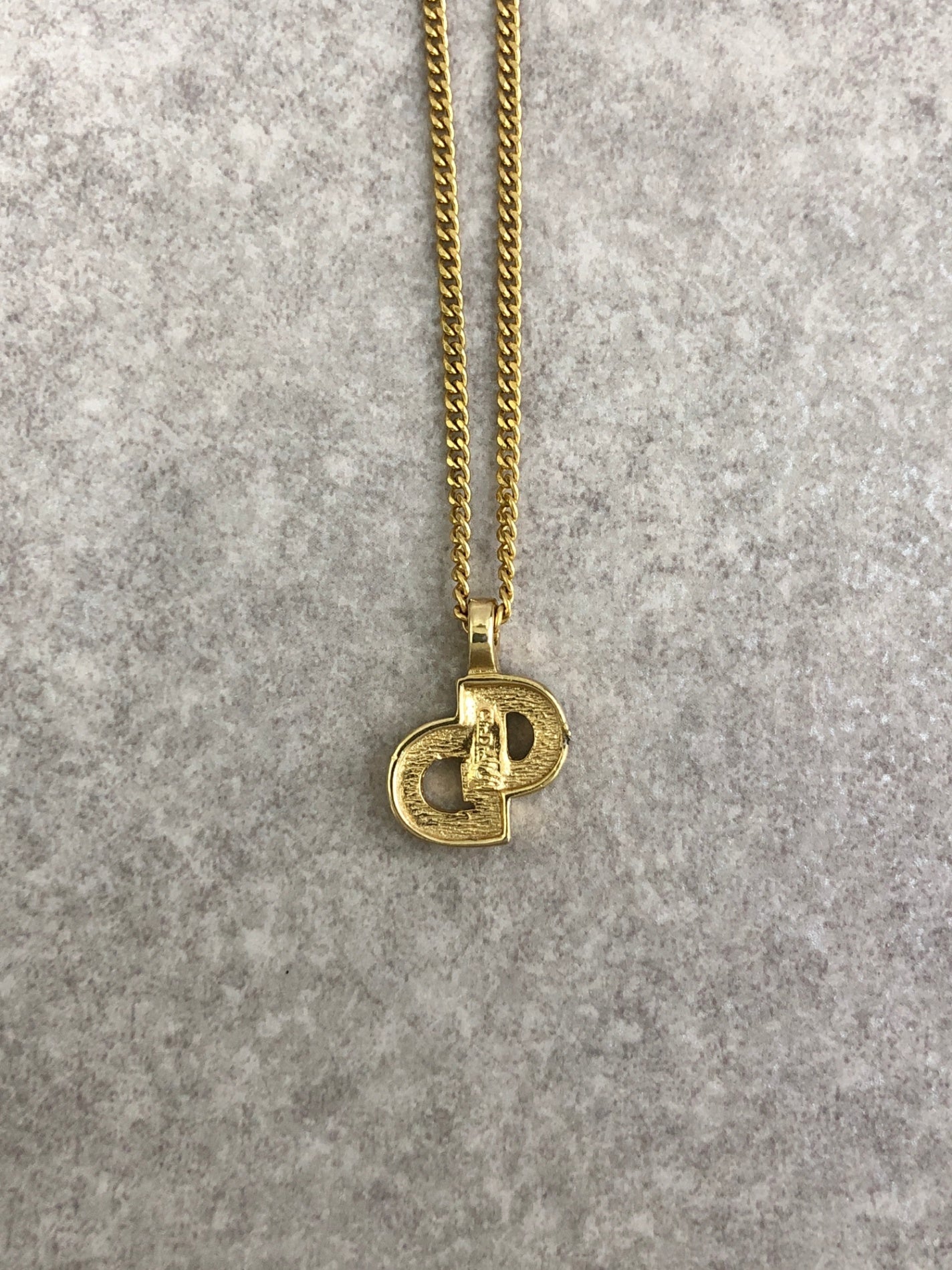 Christian Dior CD Logo Rhinestone Necklace Gold×Black Vintage iufg6r