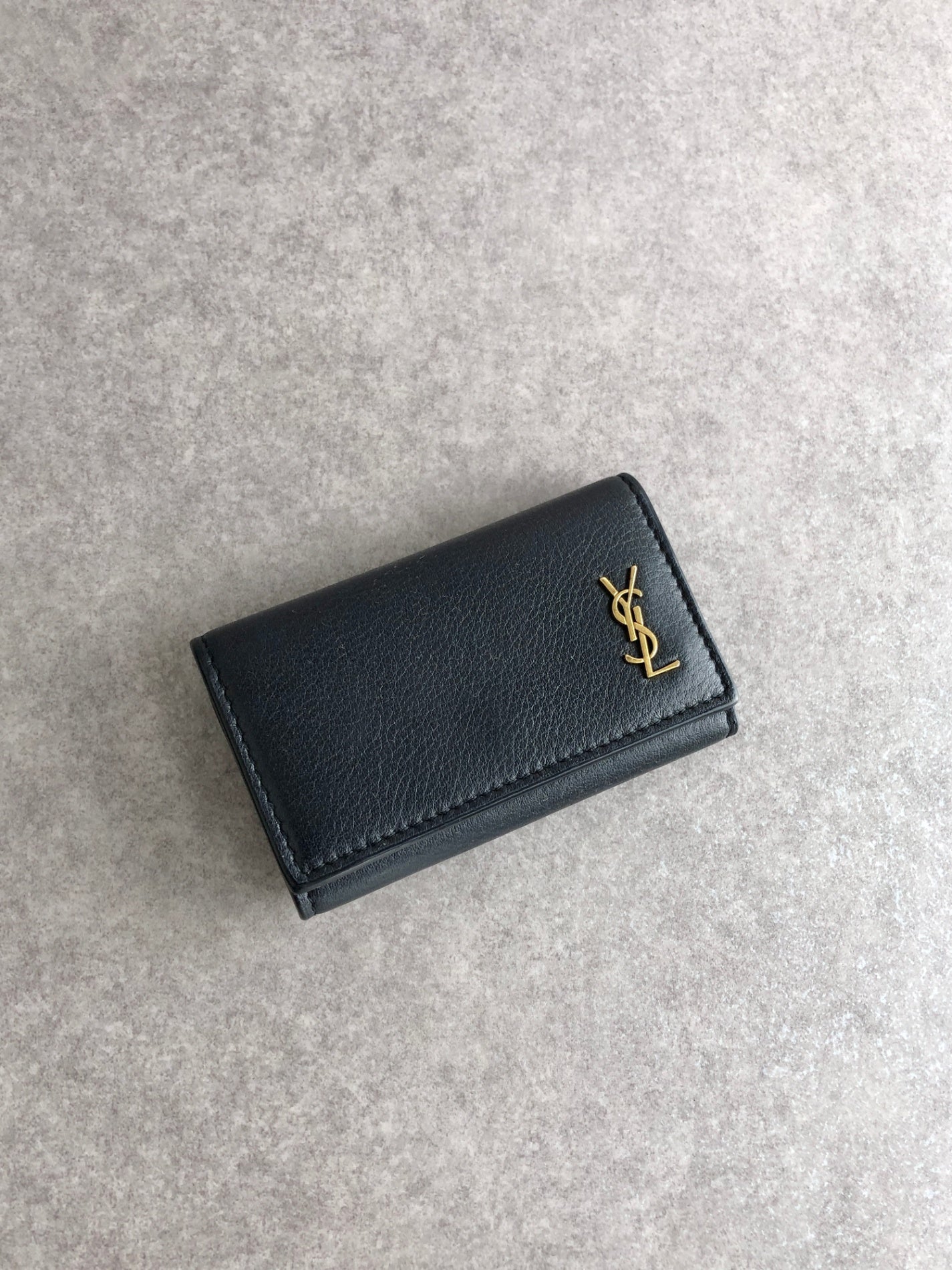 Yves Saint Laurent YSL Logo Key Case Black Vintage fjp66r