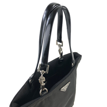 PRADA Triangle Logo Nylon Handbag Black Vintage v542yk
