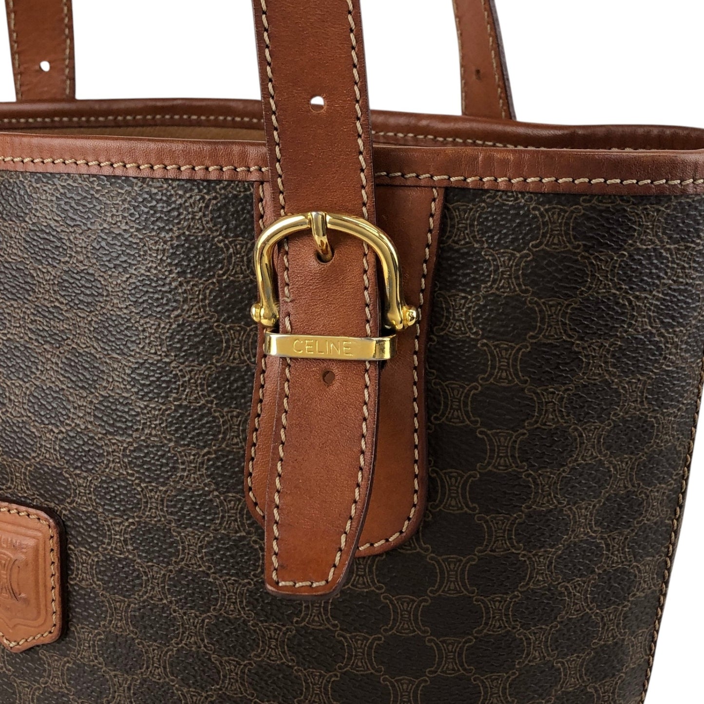CELINE Macadam Blason Handbag Totebag Brown Vintage g8hnuw