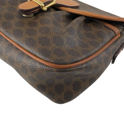 CELINE Macadam Front Buckle Shoulder bag Brown Vintage vryvsx