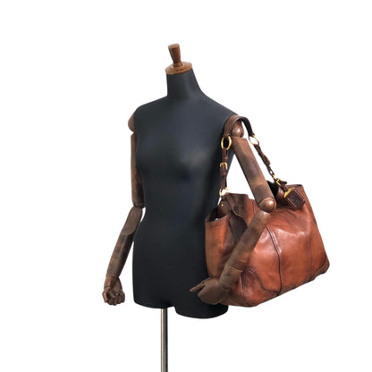 PRADA Logo Shoulder bag Brown Vintage viv5ss