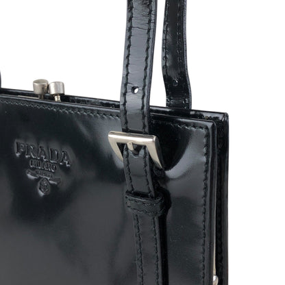 PRADA Logo Small Handbag Black Vintage t6yjus