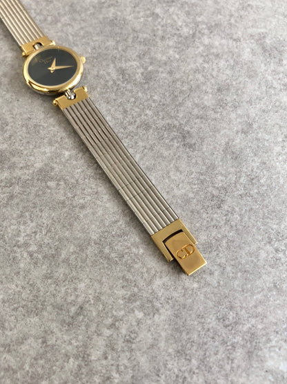 Christian Dior Quartz Watch Silver×Gold 3025 Vintage irm46k