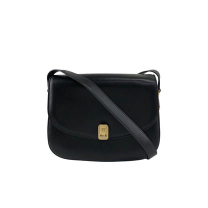 CELINE Blason Front Buckle Shoulder bag Black Vintage ery5dr