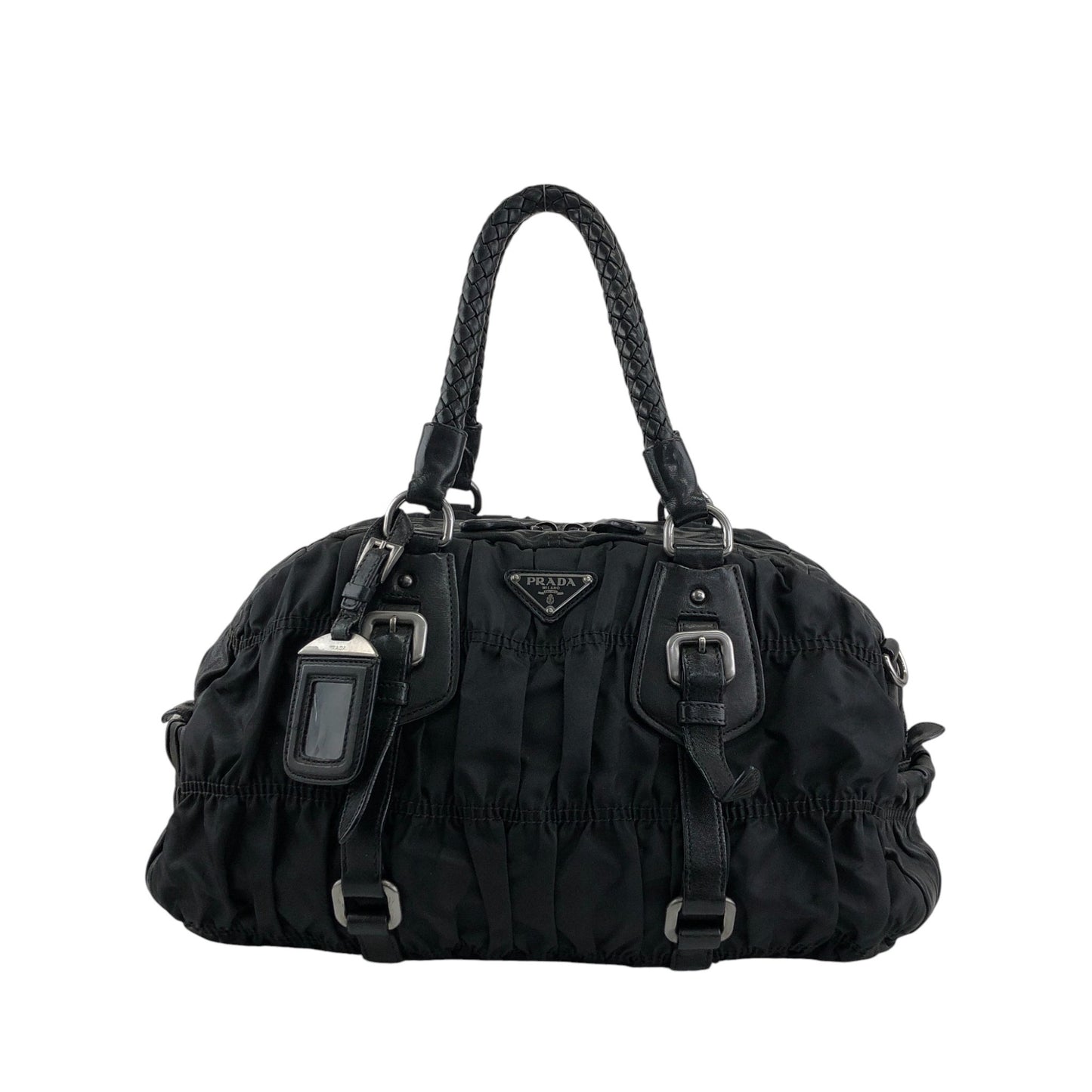 PRADA Triangle Logo Handbag Black Vintage g8wpjj