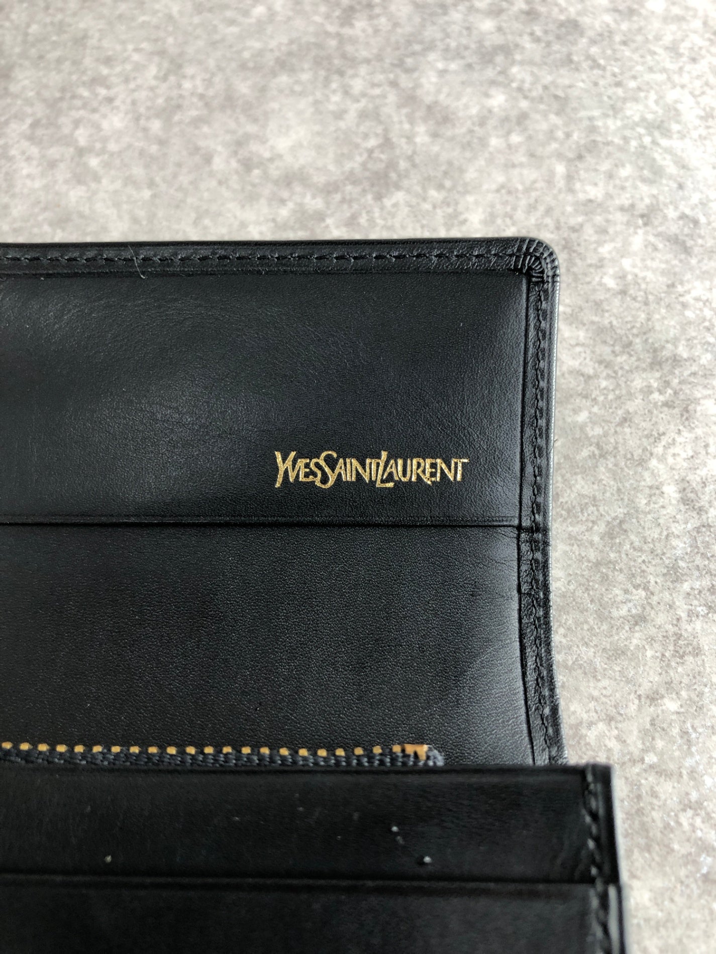Yves Saint Laurent YSL Logo Long Wallet Black Vintage czyrem
