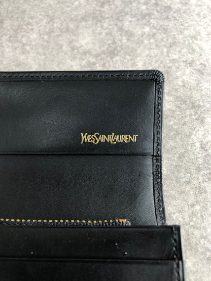 Yves Saint Laurent YSL Logo Long Wallet Black Vintage czyrem