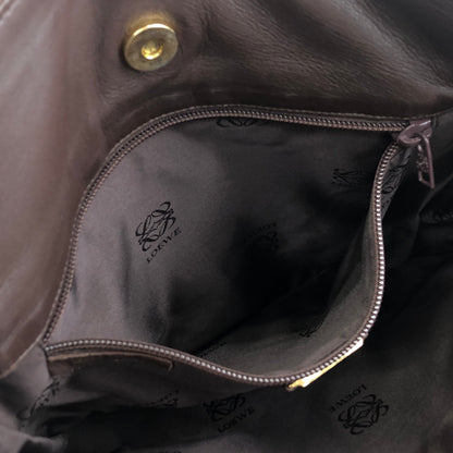 LOEWE Anagram 皮革抽繩單肩包棕色復古 ydkgd6 