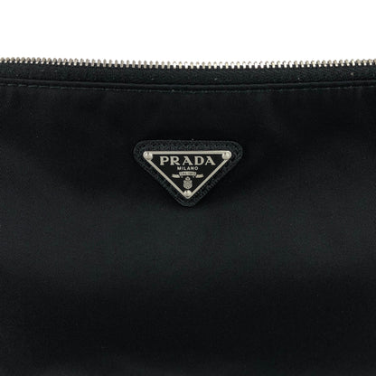 PRADA Triangle Logo Chain Small Handbag Pouch Black Vintage vhizxb